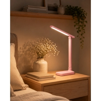 Luminária de mesa LED USB touch dobrável 18 cm Rosa 127/220V luva com 1