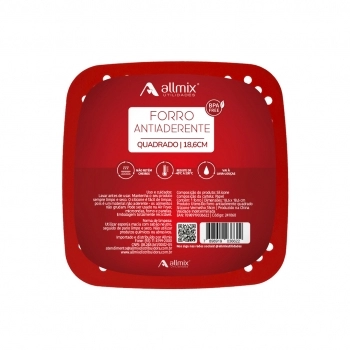 Utensílio Forro Antiaderente Silicone Vermelho 18,6 x 18,6 cm