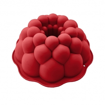 Utensílio Forma Redonda Bolo Pudim Silicone Vermelho 23 cm