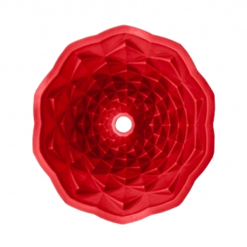 Utensílio Forma Redonda Bolo Vulcão Silicone Vermelho 23 cm