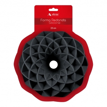 Utensílio Forma Redonda Bolo Vulcão Silicone Preto 23 cm