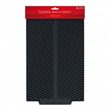 Utensílio Tapete Escorredor Silicone Preto 39 x 25 cm