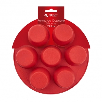 Utensílio Forma Cupcake Silicone Vermelho 21,5 cm