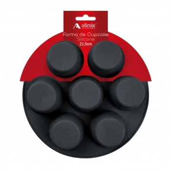 Utensílio Forma Cupcake Silicone Preto 21,5 cm