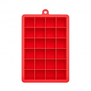 Utensílio Forma de Gelo Silicone 24 Cubos Médio Vermelho