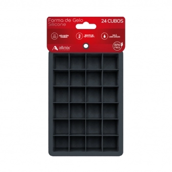 Utensílio Forma de Gelo Silicone 24 Cubos Médio Preto