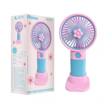 Mini Ventilador Portátil Flor USB 15 cm Rosa luva com 1