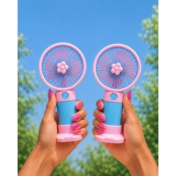 Mini Ventilador Portátil Flor USB 15 cm Rosa luva com 1