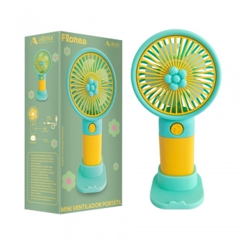 Mini Ventilador Portátil Flor USB 15 cm Verde luva com 1