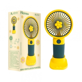 Mini Ventilador Portátil flor USB 15 cm Amarela luva com 1