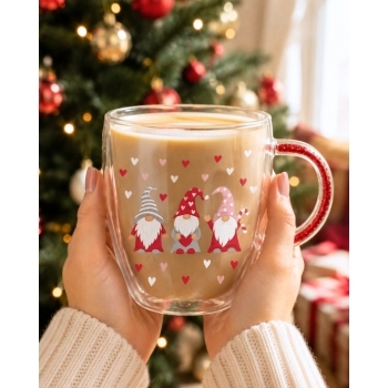 Caneca Borossilicato Parede Dupla 350 ml Luva com 1 - Magia de Natal