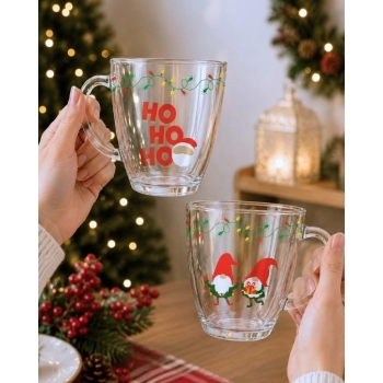 Caneca Cônica de Vidro Natal 350 ml luva com 1 - Magia de Natal