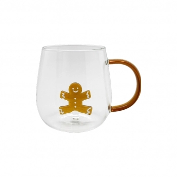 Caneca Borossilicato 3D 420 ml luva com 1 Natal Biscoito