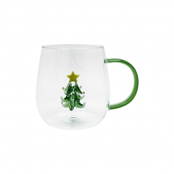 Caneca Borossilicato 3D 420 ml luva com 1 Natal Pinheiro