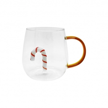 Caneca Borossilicato 3D 420 ml luva com 1 Natal Pirulito