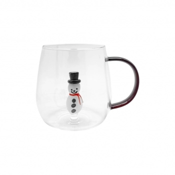 Caneca Borossilicato 3D 420 ml luva com 1 Natal Boneco