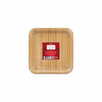 Petisqueira Prato Quadrado de Bambu 20 x 20 x 1,5 cm
