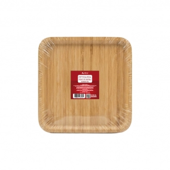 Petisqueira Prato Quadrado de Bambu 25 x 25 x 1,5 cm