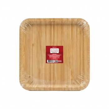 Petisqueira Prato Quadrado de Bambu 30 x 30 x 1,5 cm