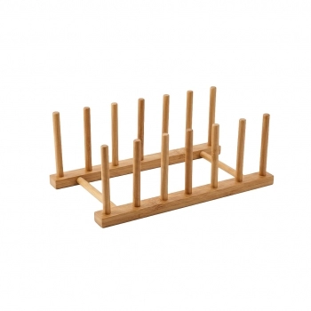 Organizador Porta Pratos Desmontável com 6 Divisórias de Bambu 25 x 13 x 11 cm