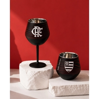 Taça ou copo térmico inox 2 em 1 360 ml Flamengo na luva com 1