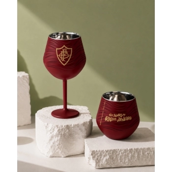 Taça ou copo térmico inox 2 em 1 360 ml Fluminense na luva com 1