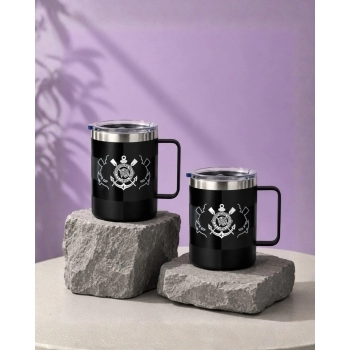 Caneca térmica aço inox com tampa 360 ml Flamengo luva com 1
