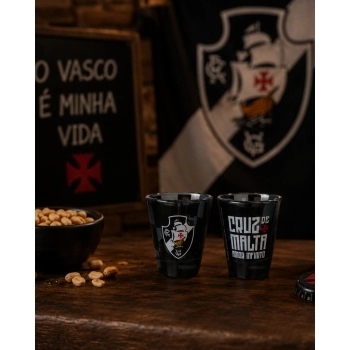 Copo de vidro shot 55 ml Flamengo na luva com 2 - Rubro