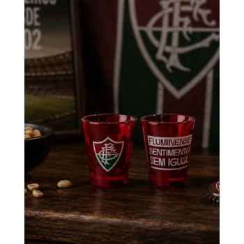Copo de vidro shot 55 ml Fluminense na luva com 2 - Sem Igual