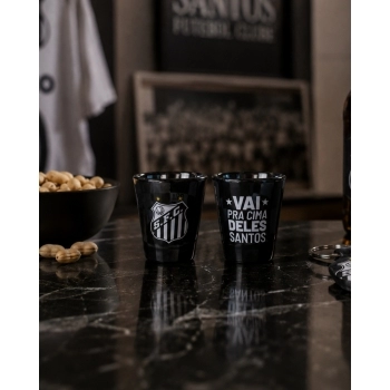 Copo de vidro shot 55 ml Santos na luva com 2 - Pra Cima