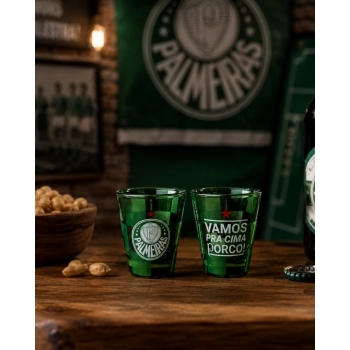 Copo de vidro shot 55 ml Palmeiras na luva com 2 - Pra Cima