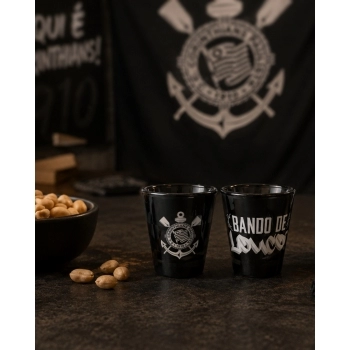 Copo de vidro shot 55 ml Corinthians na luva com 2 - Loucos