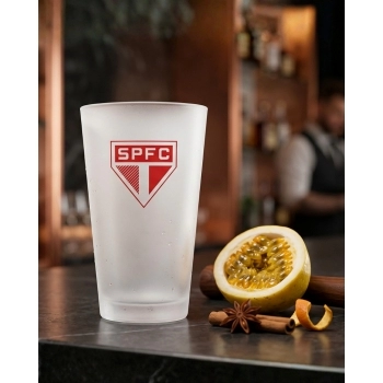 Copo de vidro caipirinha fosco 450 ml São Paulo na luva com 1 - Te Amo