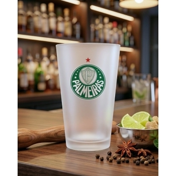 Copo de vidro caipirinha fosco 450 ml Palmeiras na luva com 1 - Torcida