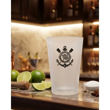 Copo de vidro caipirinha fosco 450 ml Corinthians na luva com 1 - Poderoso