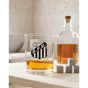 Copo de vidro rocks 400 ml com cubos de pedra Santos luva com 5