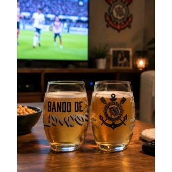 Copo de vidro long drink Belize 470 ml Corinthians luva com 2 - Loucos