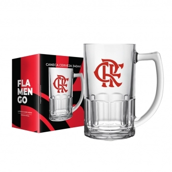Caneca de Vidro Cerveja 340 ml Flamengo – Luva com 1