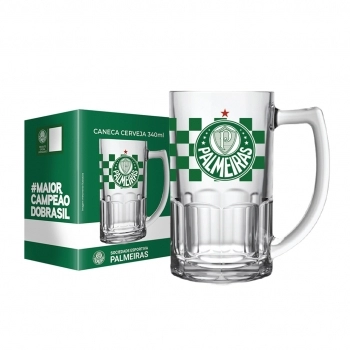 Caneca de Vidro Cerveja 340 ml Palmeiras – Luva com 1