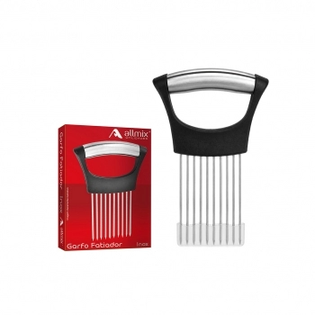Garfo Suporte Alça Fatiador Cortador de Cebola e Vegetais Inox Blister com 1