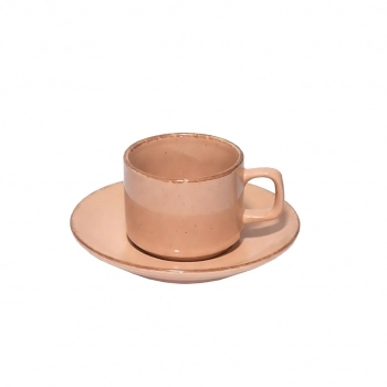 Xícara Café Cerâmica Serena 90 ml com Pires – Pêssego