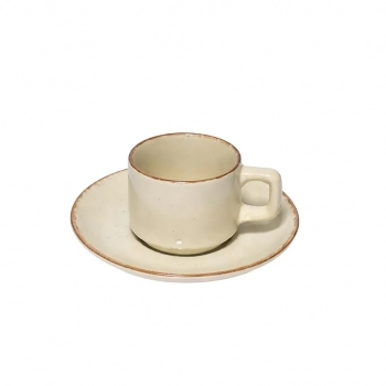 Xícara Café Cerâmica Serena 90 ml luva com 2 – Areia