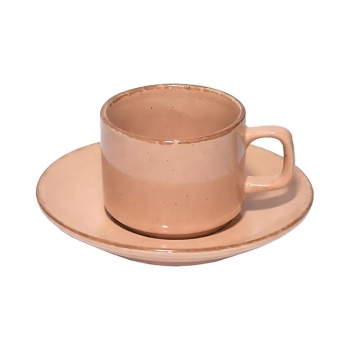 Xícara Chá Cerâmica Serena 180 ml Luva com 2 – Pêssego