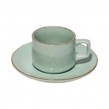 Xícara Chá Cerâmica Serena 180 ml Luva com 2 – Menta