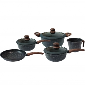 Conjunto de Panelas de Alumínio com Revestimento Cerâmico 2 mm Madrid 5 Peças – Preta