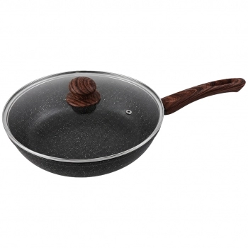 Frigideira de Alumínio com Revestimento Cerâmico 2 mm com Tampa de Vidro Madrid 28 cm – Preta