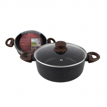 Caçarola de Alumínio com Revestimento Cerâmico 2 mm com Tampa de Vidro Madrid 20 cm – Preta