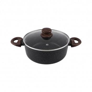 Caçarola de Alumínio com Revestimento Cerâmico 2 mm com Tampa de Vidro Madrid 20 cm – Preta