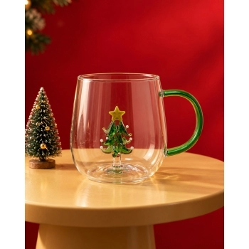 Caneca Borossilicato 3D 420 ml luva com 1 Natal Pinheiro