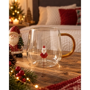 Caneca Borossilicato 3D 420 ml luva com 1 Natal Noel